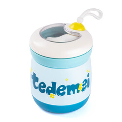  TEDEMEI MAVİ PASLANMAZ ÇELİK KAŞIKLI YEMEK TAŞIMA KABI 450ML - 1