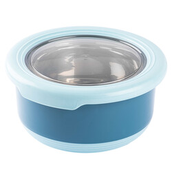 TEDEMEI PASLANMAZ ÇELİK YUVARLAK MAVİ YEMEK TAŞIMA KABI 730ML - Tantitoni
