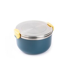 TEDEMEI PASLANMAZ ÇELİK İÇ HAZNELİ 2 KATLI YUVARLAK YEMEK TAŞIMA KABI 1L - Tantitoni