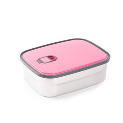 TEDEMEI PEMBE KAPAKLI PASLANMAZ ÇELİK YEMEK TAŞIMA KABI 1.1L - Tantitoni