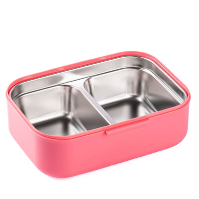 TEDEMEI PEMBE PASLANMAZ ÇELİK 2 BÖLMELİ ÇATAL VE KAŞIKLI YEMEK TAŞIMA KABI 750ML - 2