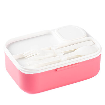 TEDEMEI PEMBE PASLANMAZ ÇELİK 2 BÖLMELİ ÇATAL VE KAŞIKLI YEMEK TAŞIMA KABI 750ML - 3