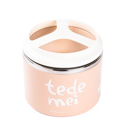 TEDEMEI PEMBE PASLANMAZ ÇELİK YEMEK TAŞIMA KABI 1L - Tantitoni