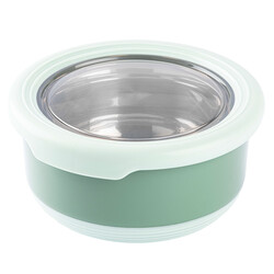 TEDEMEI YEŞİL PASLANMAZ ÇELİK YUVARLAK YEMEK TAŞIMA KABI 420ML - Tantitoni