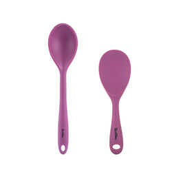 VİŞNE RENKLİ 2Lİ SİLİKON BÜYÜK KAŞIK VE PİLAV KAŞIĞI SETİ - Tantitoni