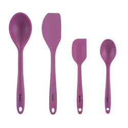 VİŞNE RENKLİ SİLİKON 4LÜ KAŞIK VE SPATULA SETİ - Tantitoni