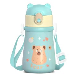 YEŞİL ASKILI PASLANMAZ ÇELİK ÇOCUK TERMOSU 480ML - TANTİTONİ