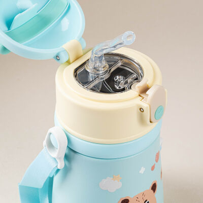 YEŞİL ASKILI PASLANMAZ ÇELİK ÇOCUK TERMOSU 480ML - 2