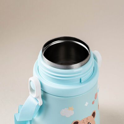 YEŞİL ASKILI PASLANMAZ ÇELİK ÇOCUK TERMOSU 480ML - 3