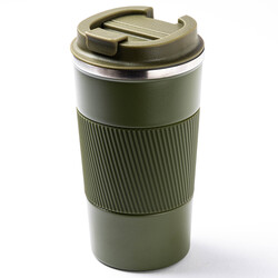YEŞİL KAYDIRMAZ TUTACAKLI PASLANMAZ ÇELİK TERMOS BARDAK 510ML - Tantitoni