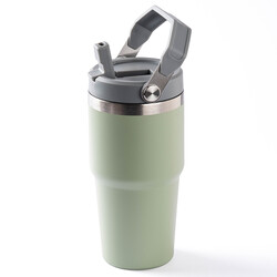 YEŞİL PASLANMAZ ÇELİK TUTACAKLI TERMOS BARDAK 600ML - Tantitoni